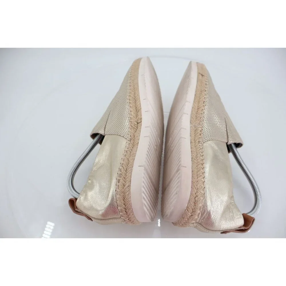 Gentle Souls Women's 10 Lara A-Line Sporty 2 Espadrilles Gold Leather Flats